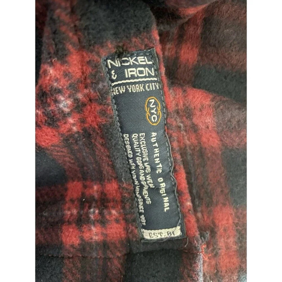 Nickel & Iron Fleece Plaid Shirt Men's M Red Navy Blue Button Up Long Sleeve NWT - Picture 5 of 7
